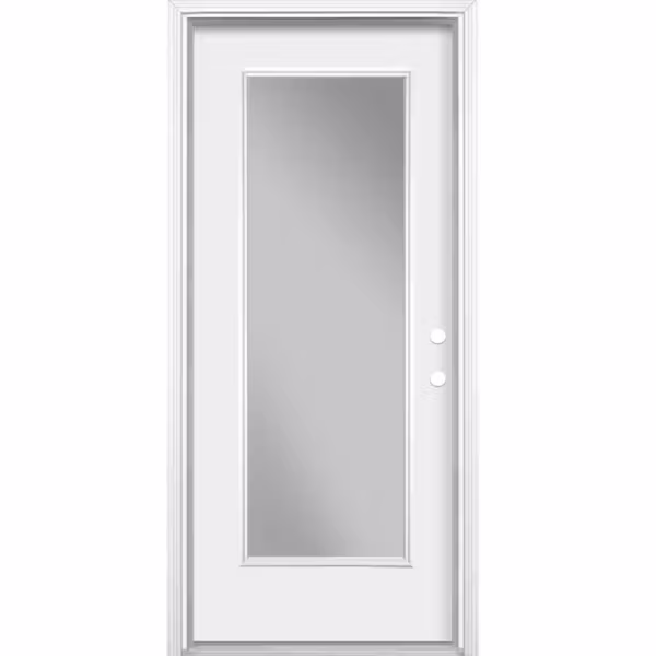 Masonite 36-inch x 80-inch x 6-9/16-inch Full Lite Clear Single Primed Steel Prehung Front Door LH